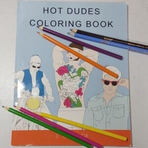 Hot Dudes Coloring Book with Colored Pencils